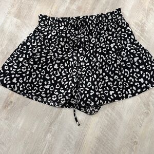 Leopard Print Black and White Shorts
